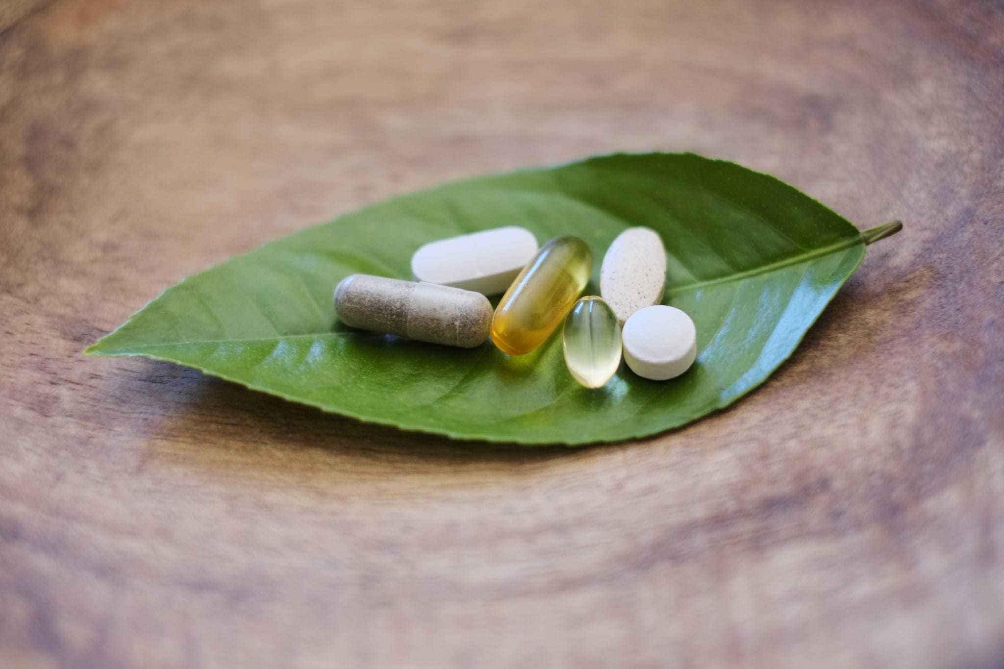 Natural supplements and vitamins. Shallow DOF.